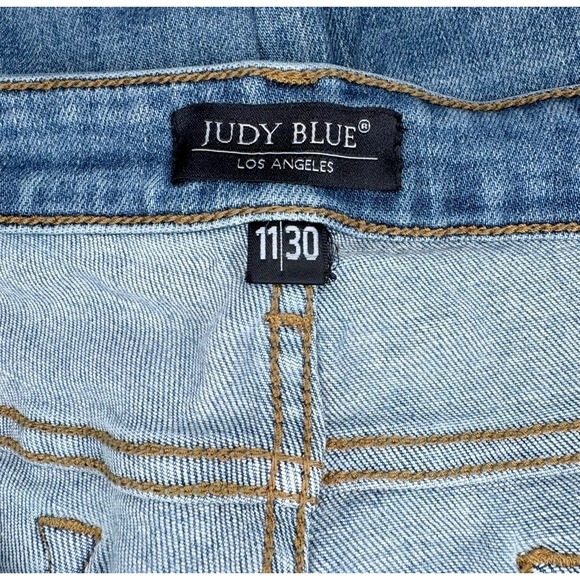 Judy Blue Straight Fit Distressed Released Hem Jeans Blue Womens Size 11/30 Used - Picture 3 of 12
